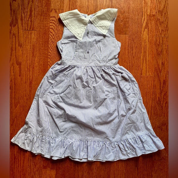Saks Fifth Avenue, girls purple & White Striped VINTAGE Dress, size 12 - Picture 1 of 11